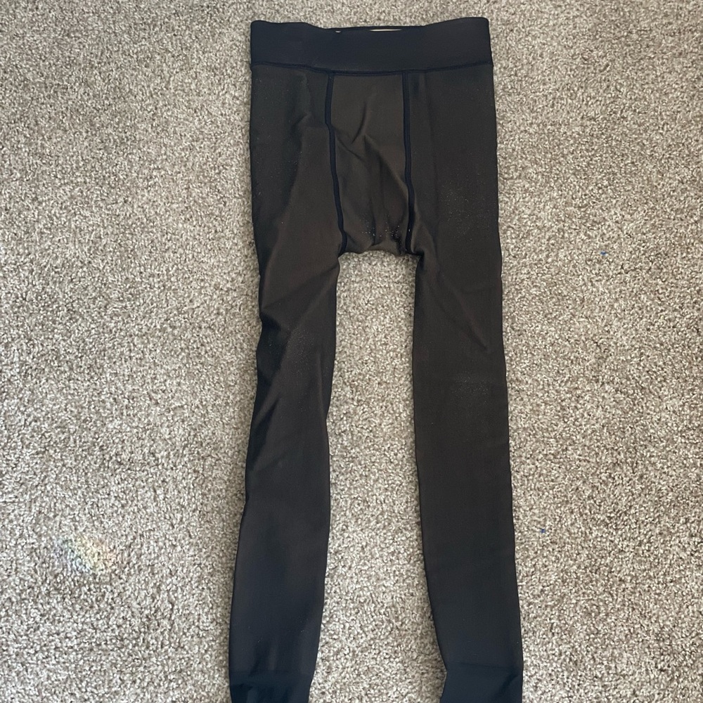 Fleece Lined Black Nude Illusion Tights. Size Small